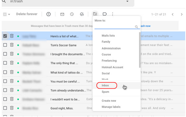 กู้คืนอีเมล์ Gmail ผ่านเว็บ