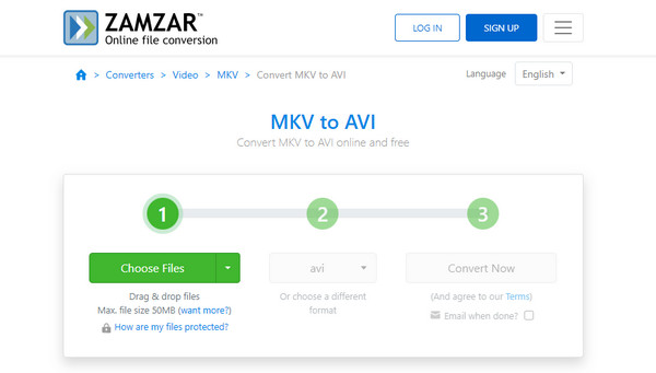 ZamZar MKV to AVI Converter