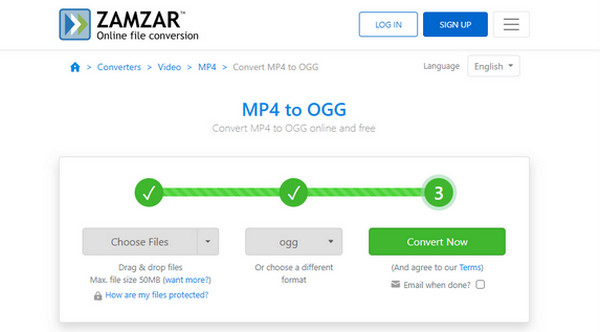 Zamzar MP4 to OGG Online Converter