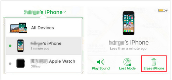 iCloud Slet iPhone