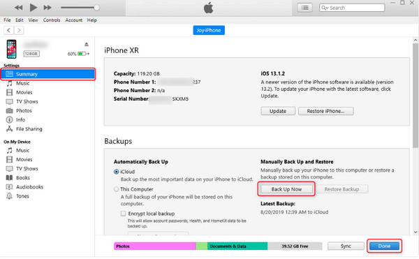 iTunes Download tekstbeskeder fra iPhone til computer