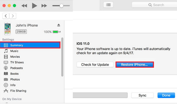 iTunes Gendan iPhone