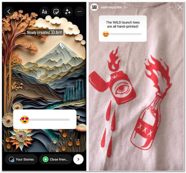 Instagram saada palautetta Emoji-liukusäätimen idea