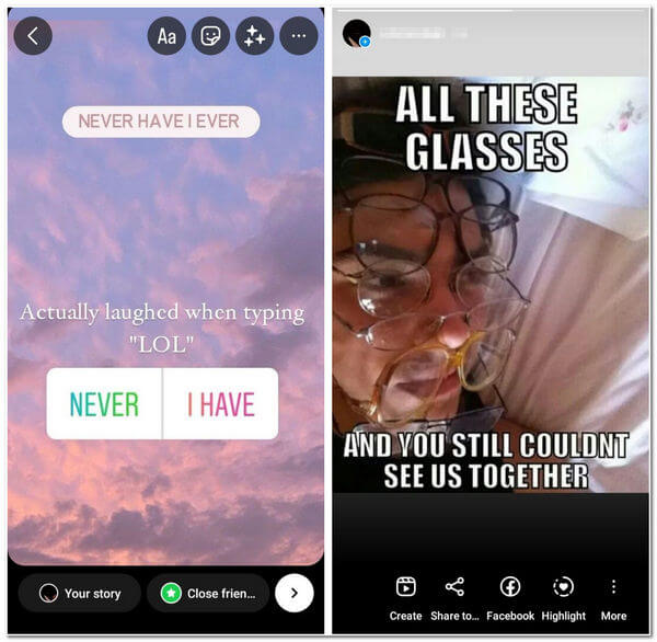 Instagram Jaa hauska sisältöidea