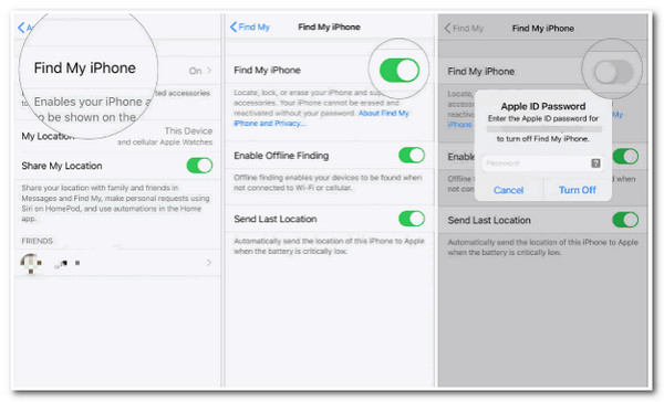 iPhone Settings Disable Find My