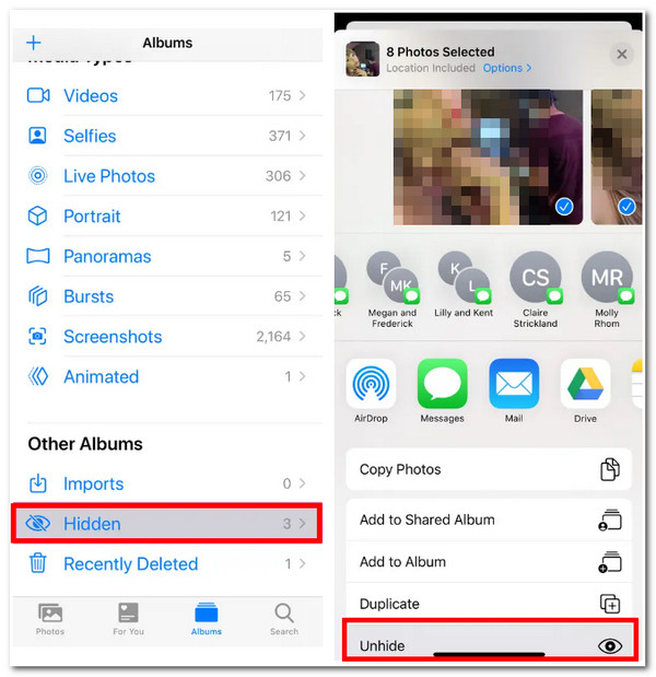 Unhide Hidden Photo