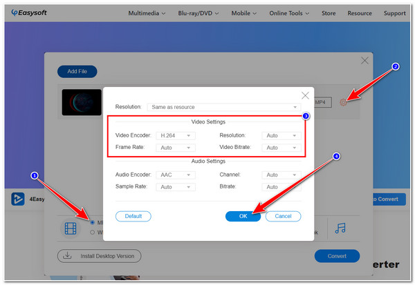 VLC naar MP4 4Easysoft Gratis Converter Tweak-uitvoer