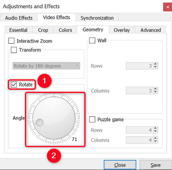 VLC Windows Angle Dialer