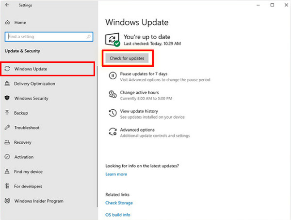 Windows 10 Chekck for Updates