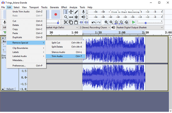 Audacity Desktop Audio Trimmer