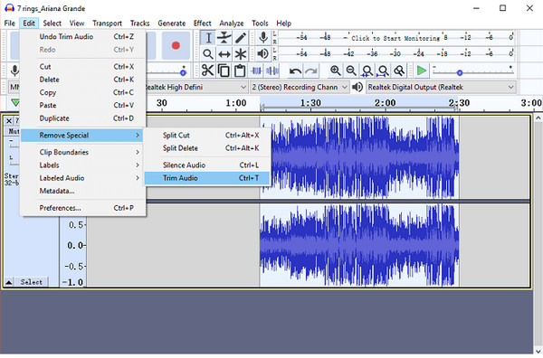 Audacity เดสก์ท็อปโปรแกรมปรับแต่งเสียง