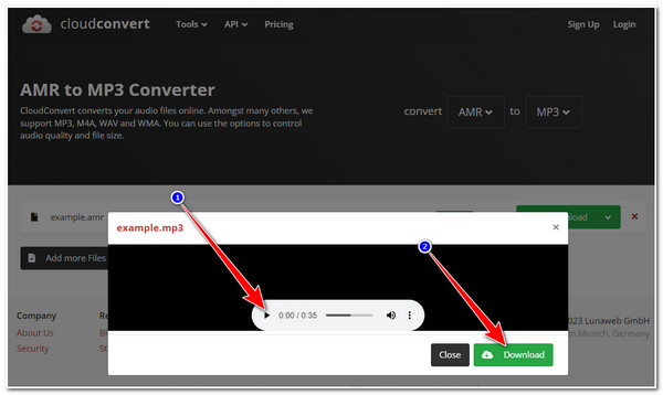 CloudConvert AMR to MP3