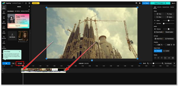 Taglia video clip Kapwing Taglia il video