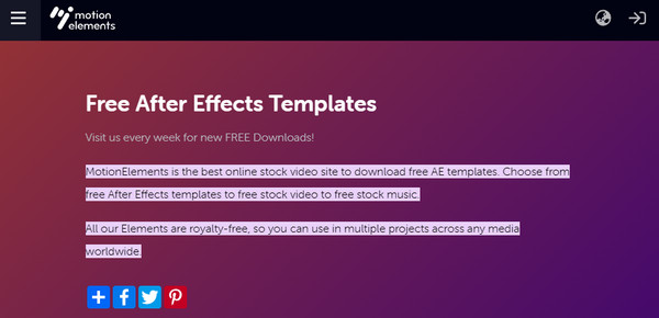 Motion Elements After Effects -mallit