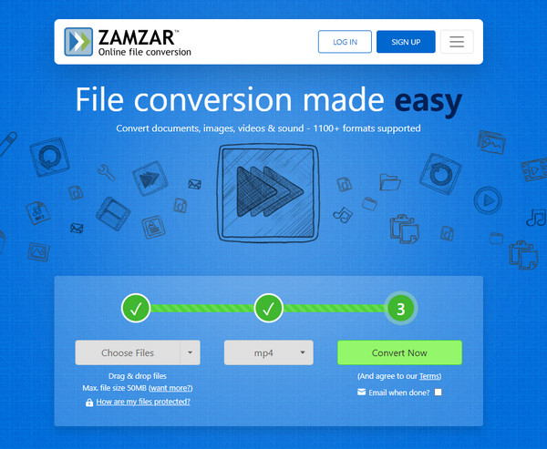 Zamzar แปลง F4V เป็น Mp4