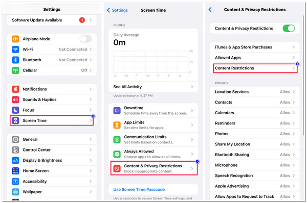 Access Screen Time Content Privacy Restrictions Content Restrictions