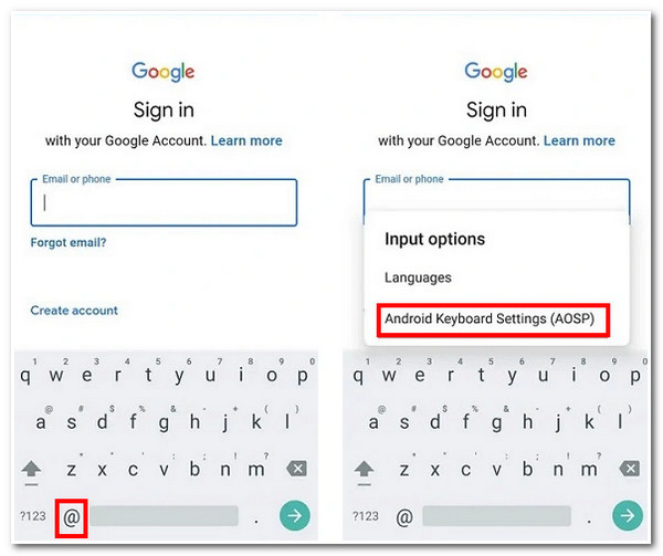 Ohita Google-tilin vahvistus nollauksen jälkeen Käytä näppäimistön asetuksia