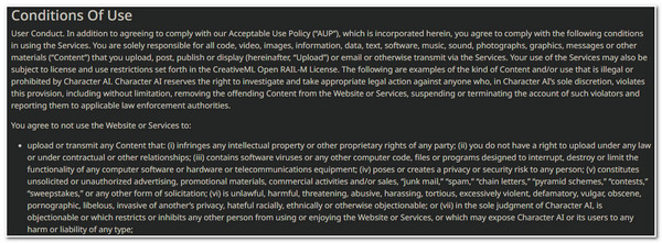 Character AI Prohibited Contents