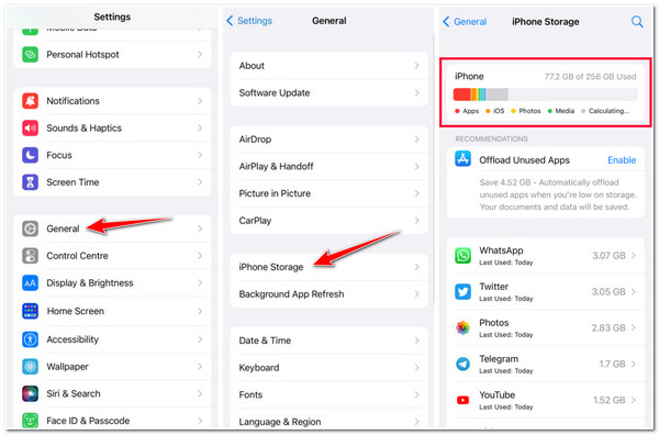 Ellenőrizze az iPhone tárhelyet