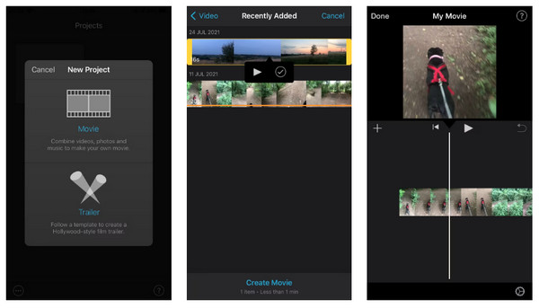 iMovie Combine Videos on iPhone