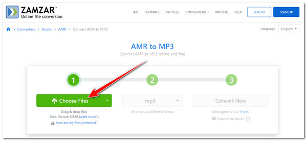 Import AMR File on Zamzar