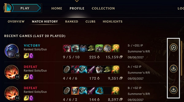 LoL Last ned LoL Replays