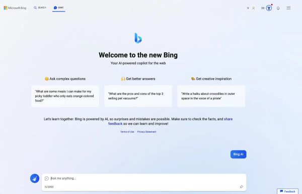 Microsoft Bing Chat ChatGPT Alternative