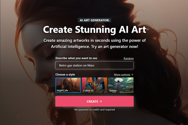 NightCafe AI Painting Generator