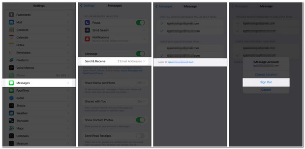 Kijelentkezés Az iMessage alkalmazásból
