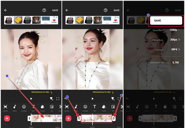 Android iPhone Kutt video ved hjelp av InShot