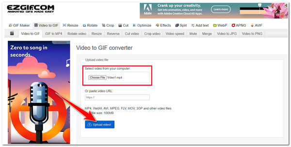 Ezgif Click Upload Video Button