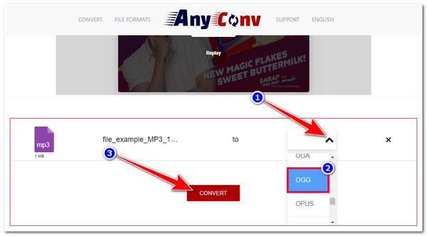 OnlineConvert Select OGG Start Convert