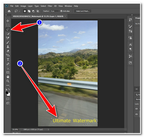 Photoshop Gunakan Lasso untuk Mengesan Tera Air