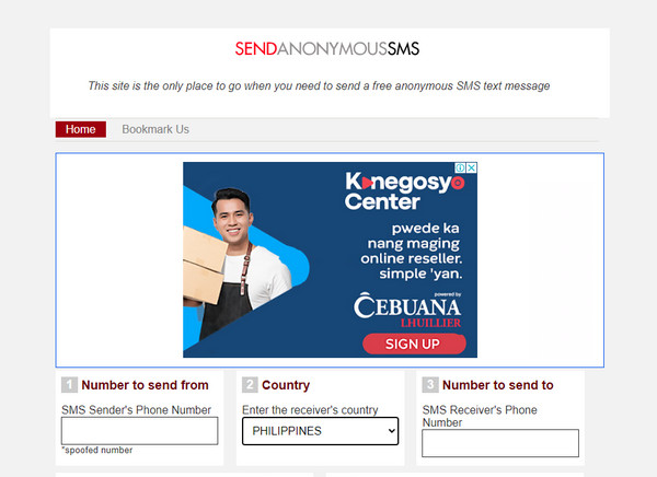 Send anonym SMS