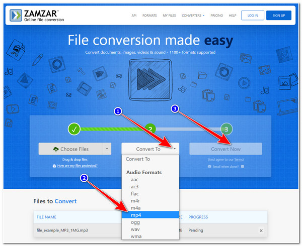 Zamzar Select OGG Start Converting