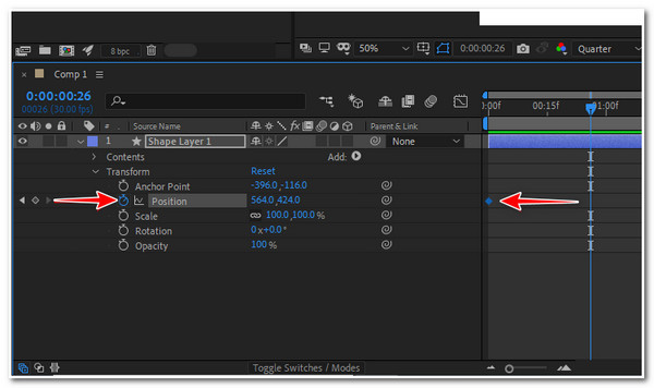 After Effects Keyframe toevoegen