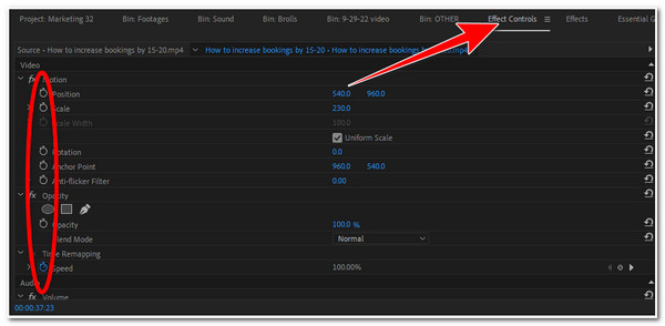 Premiere Pro Access Keyframe