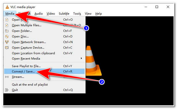 VLC Insert Blu-ray Click Media Convert save
