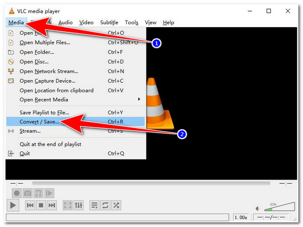 VLC Insert Blu-ray Select Media Convert Save