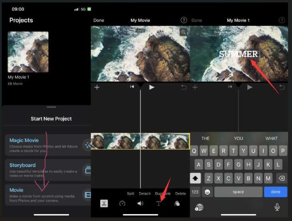 Aggiungi testo al video su iPhone