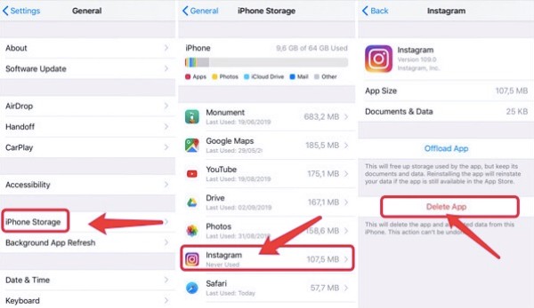 InstagramのキャッシュをクリアするiPhone