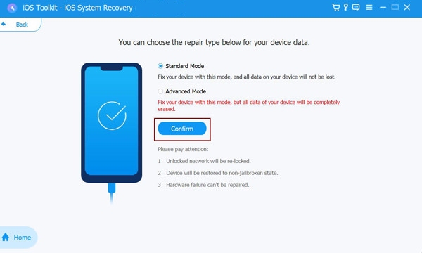 Bekreft å fikse iOS-systemet