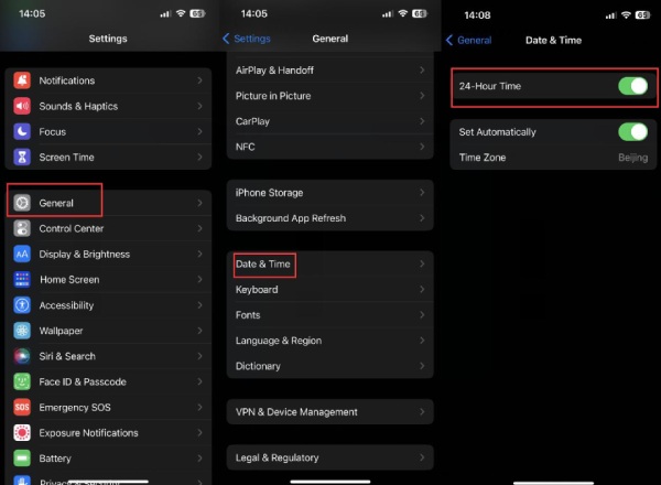 Data- ja aika-asetukset korjaa iPhone-hälytys