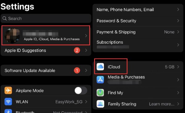 Schaltfläche „iCloud suchen“