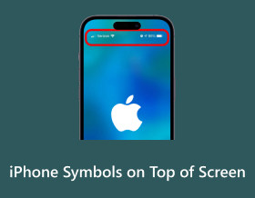iPhone-symbolit näytön yläosassa