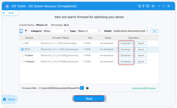 Download Firmware to Fix