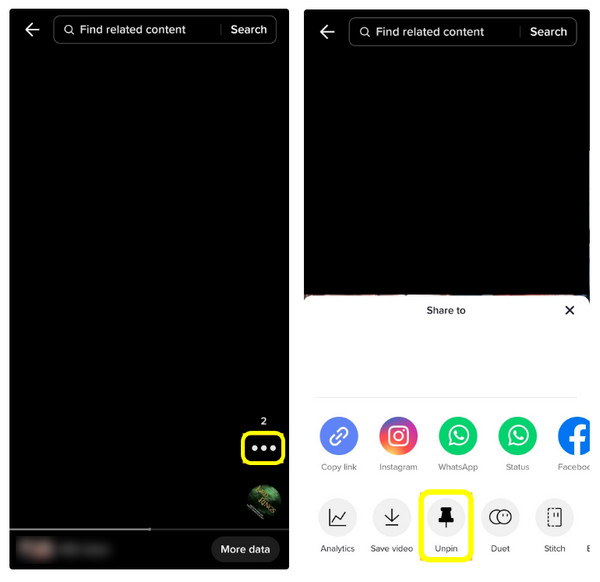 TikTok Unpin Video