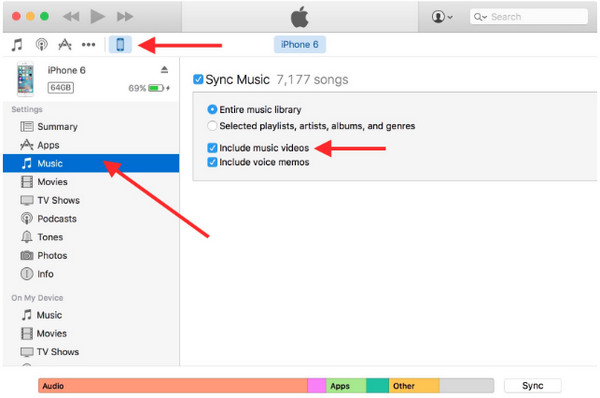 ถ่ายโอนบันทึกเสียงผ่าน iTunes