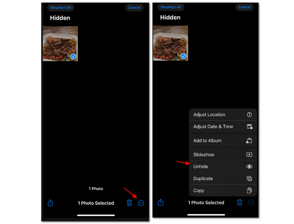 Unhide Photos iPhone