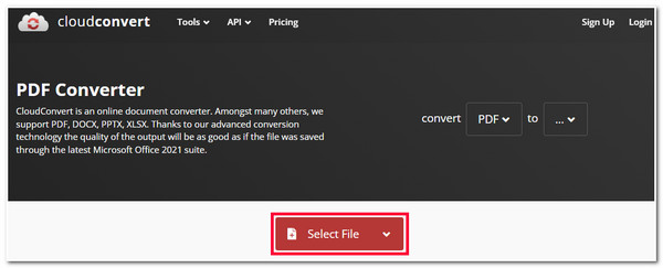 Käytä Cloudconvert Import PDF -ohjelmaa